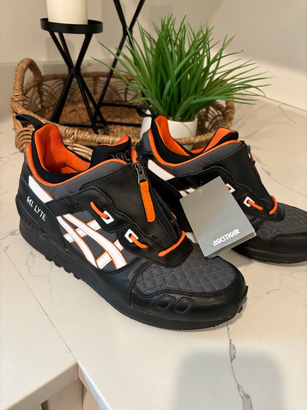 Asics Gel Lyte lll Zip Up Laces Black White Orange Bomber Quickstrike Men 9.5